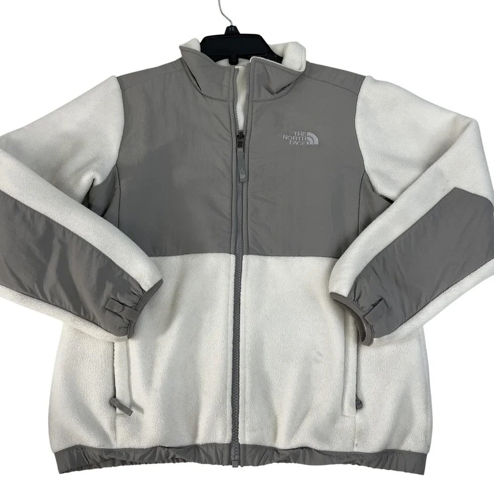The North Face Jacket Girls 14/16‎ White Gray Fleece Zip Polartec Classic